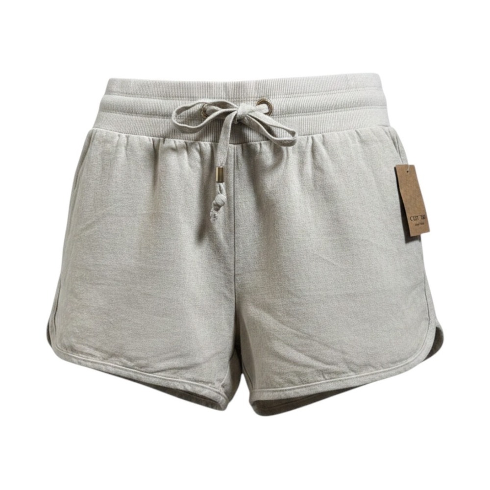 Cest Toi Womens Khaki Linen Blend Drawstring Dolphin Shorts TP549 Size S NEW - Picture 3 of 8